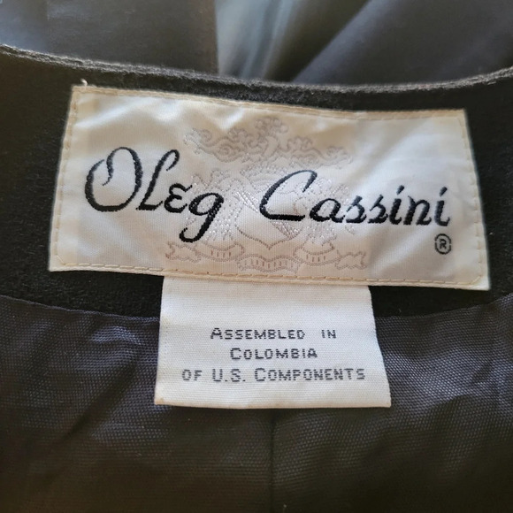 Vintage Oleg Cassini Wool Suit Jacket / Black / Oversized / Fits Medium - Picture 8 of 9